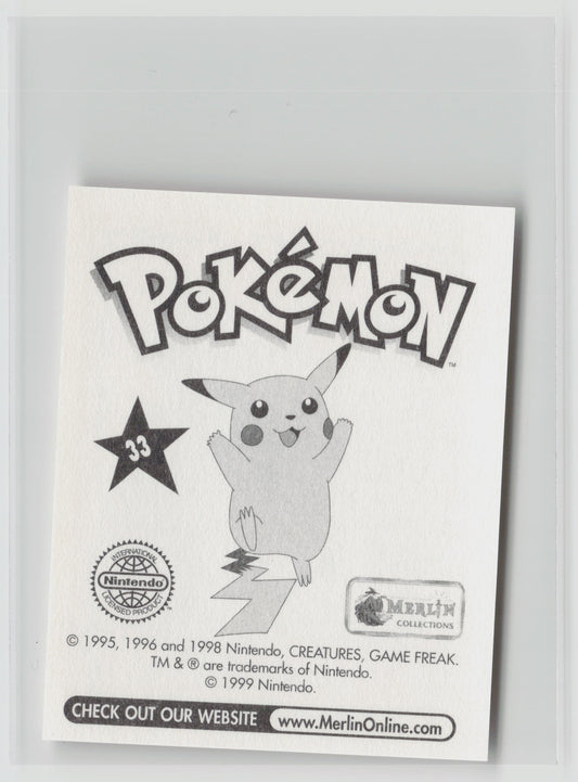 Nidorino - Merlin Topps Sticker 1999 #33 NM (Back)