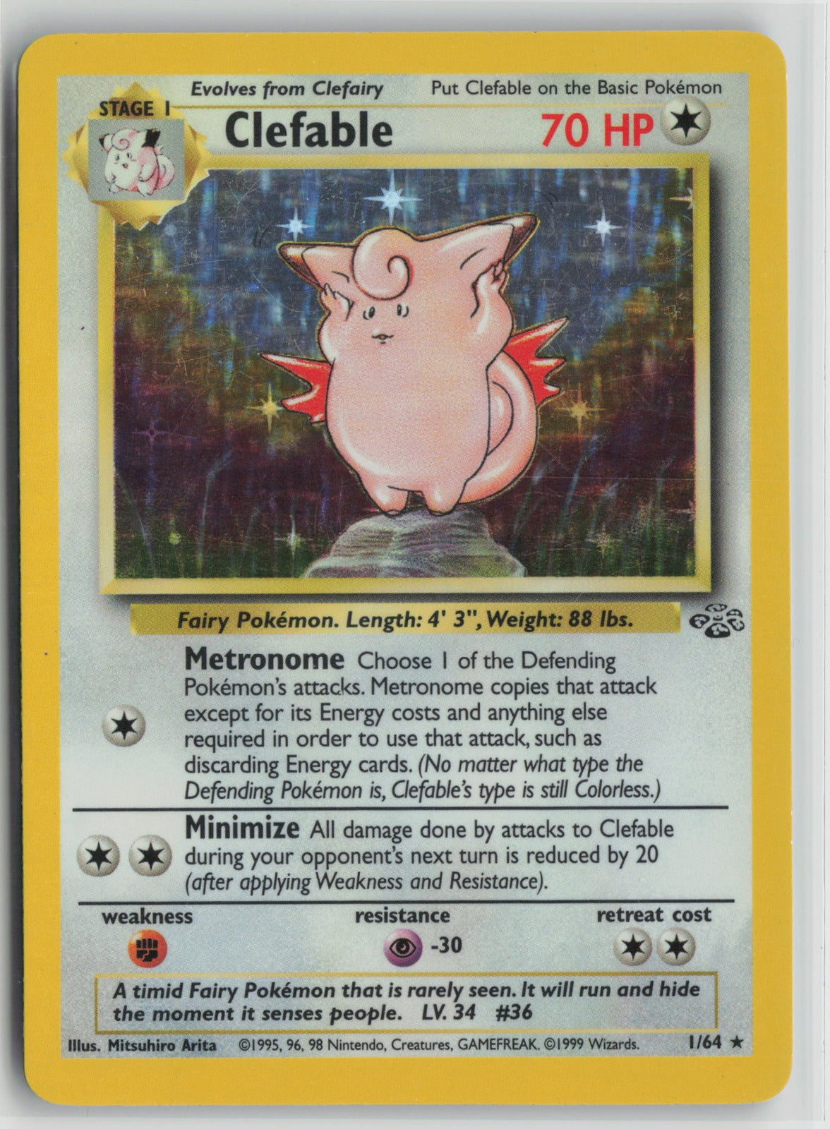 Clefable (1) Holo Rare Unlimited Holo JU 01/64 MP