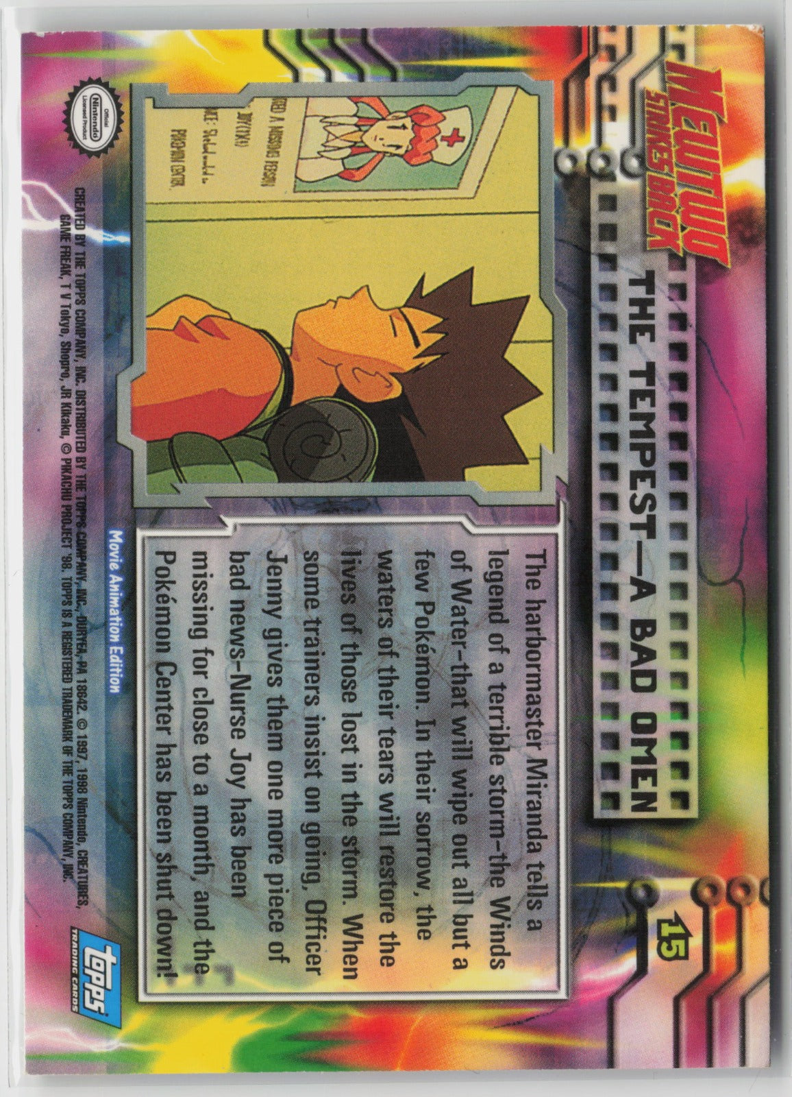 Topps The Tempest -- A Bad Omen Mewtwo Strikes Back #15 LP (Back)
