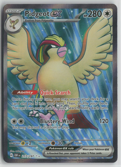 Pidgeot ex Ultra Rare Holo OBF 217/197 NM