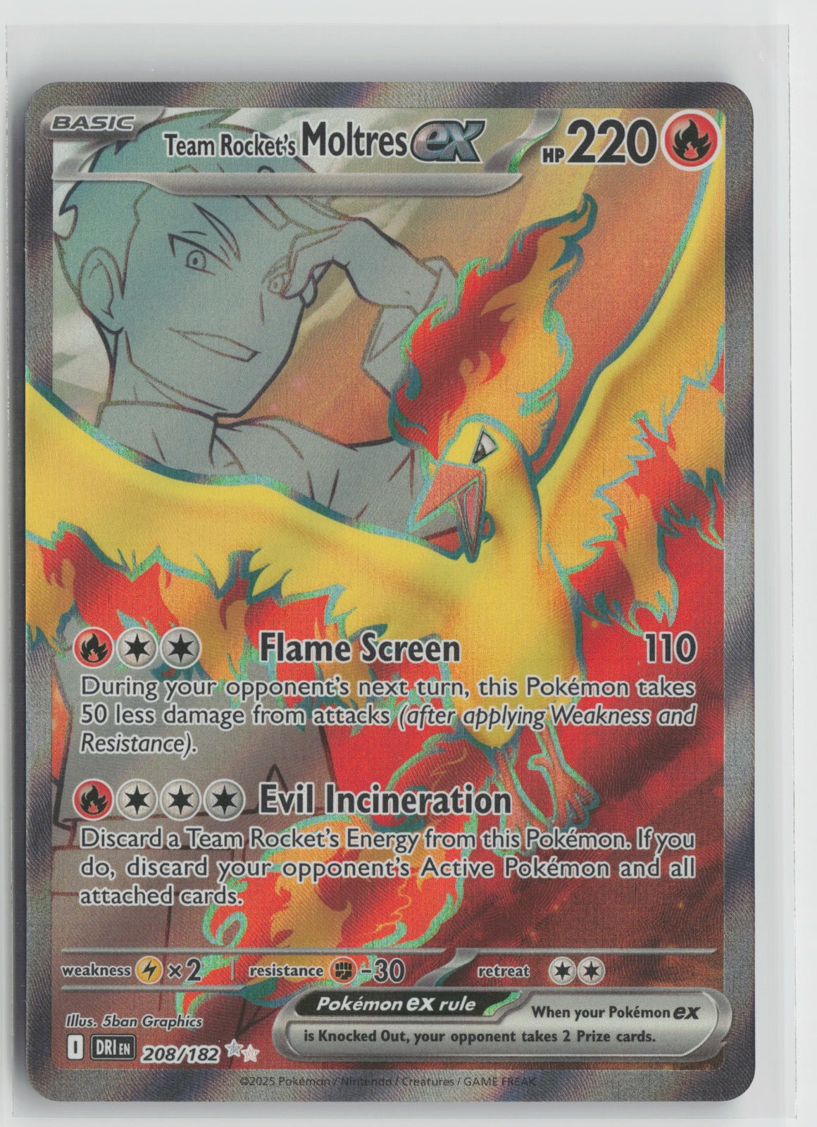 Team Rocket's Moltres ex Ultra Rare Holo DRI 208/182 NM
