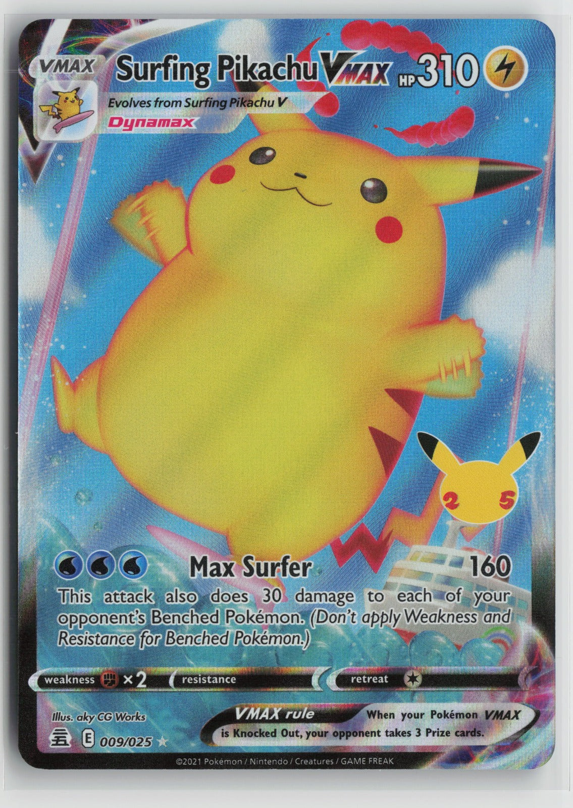 Surfing Pikachu VMAX Ultra Rare Holo CLB 009/025 NM