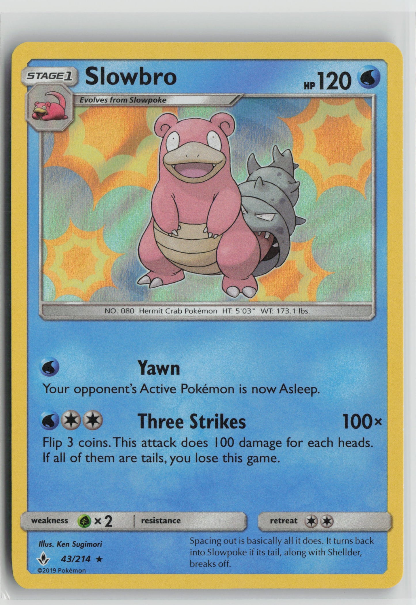 Slowbro Holo Rare Holo SM10 43/214 NM