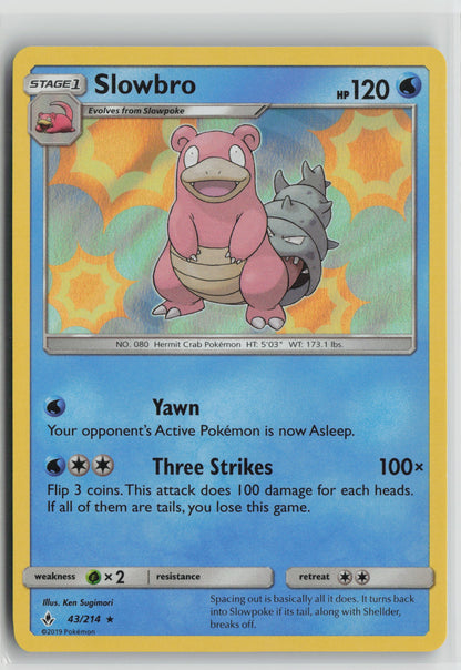 Slowbro Holo Rare Holo SM10 43/214 NM