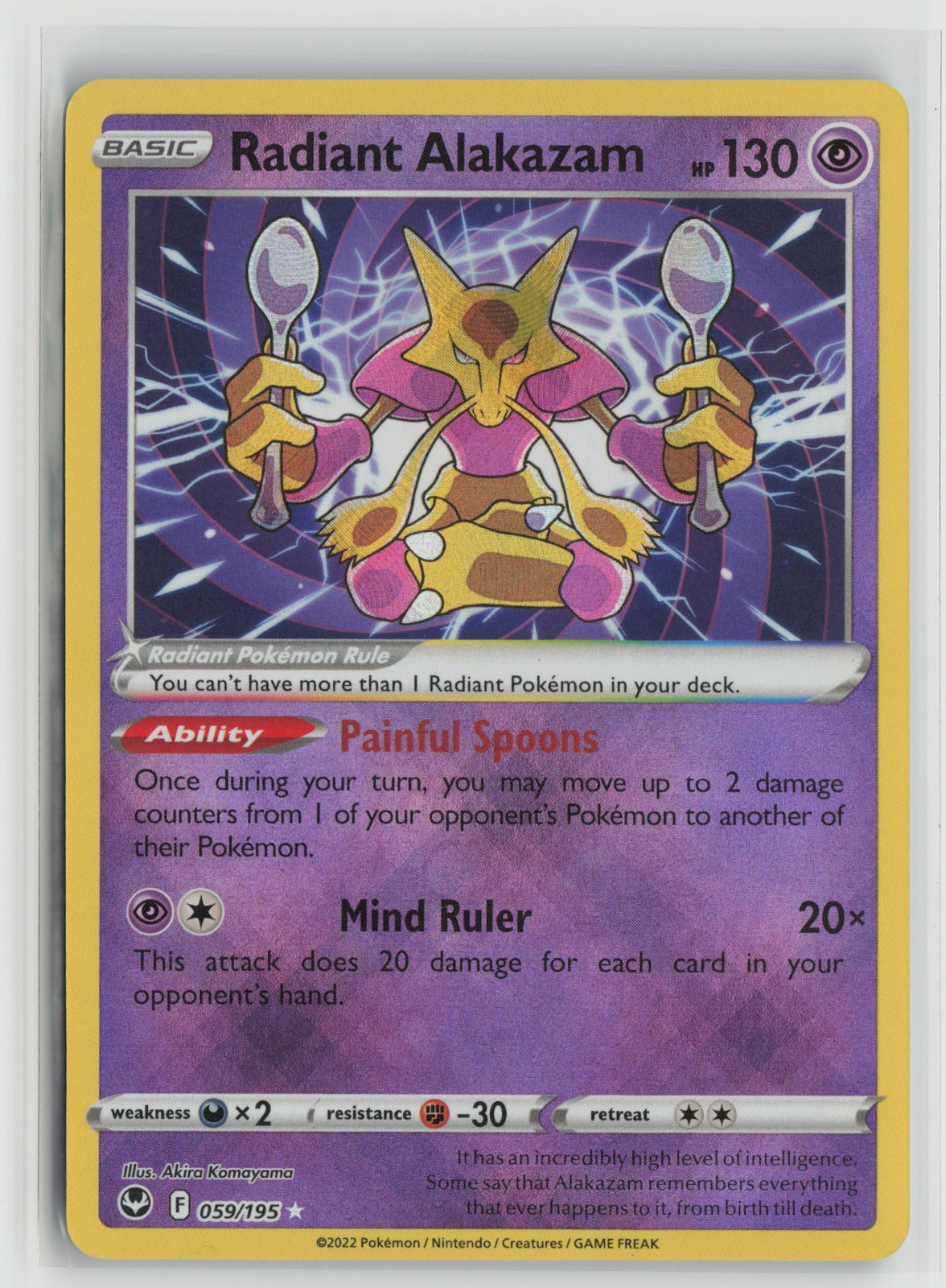 Radiant Alakazam Radiant Rare Holo SWSH12 059/195 NM
