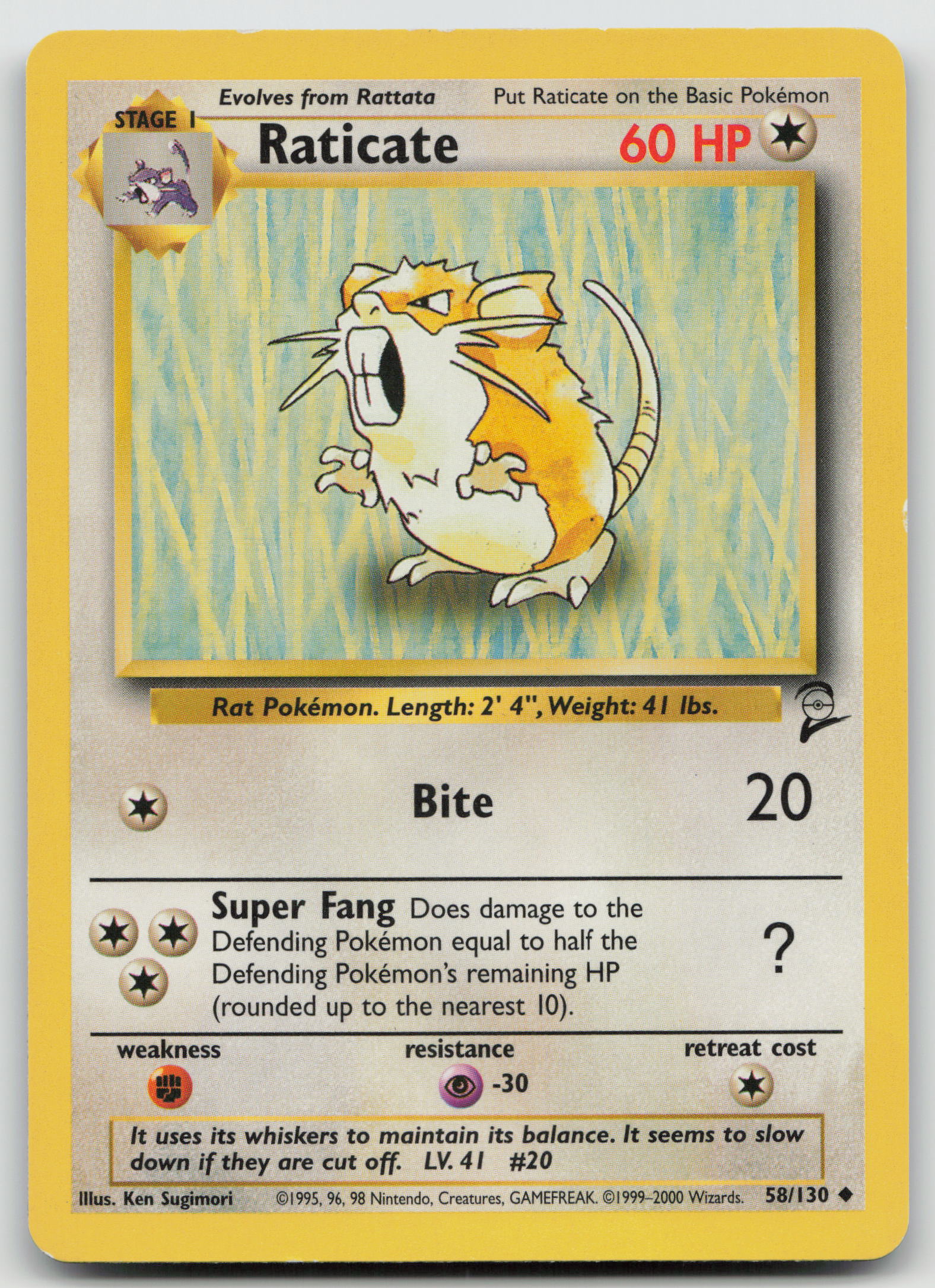 Raticate Uncommon Normal BS2 058/130 HP