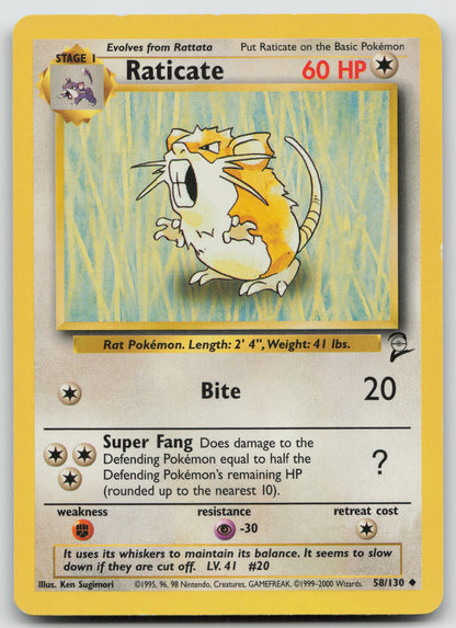 Raticate Uncommon Normal BS2 058/130 HP
