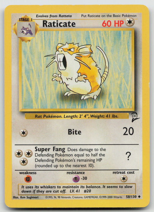 Raticate Uncommon Normal BS2 058/130 HP