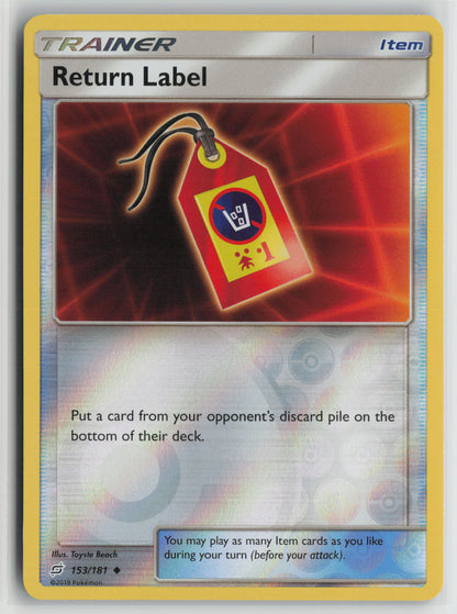 Return Label Uncommon SM Reverse- Team Up 153/181 NM
