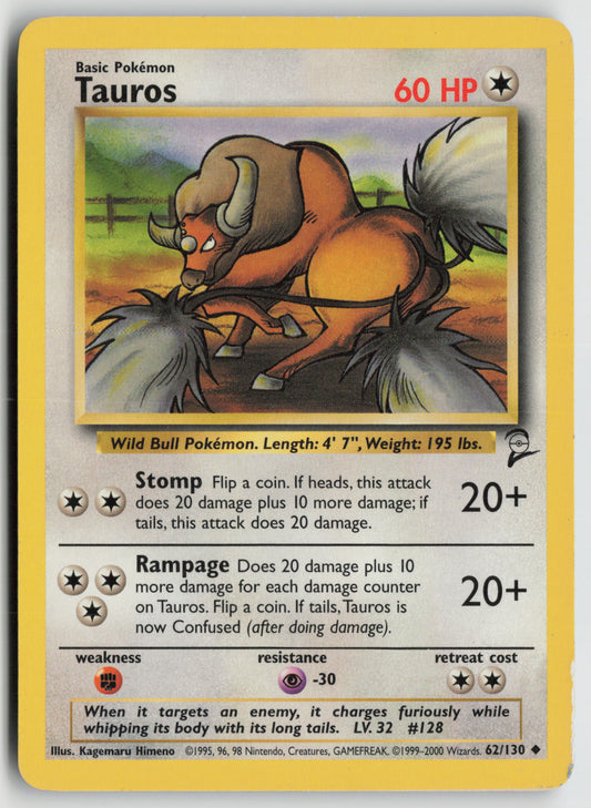 Tauros Uncommon Base Set 2 062/130 HP