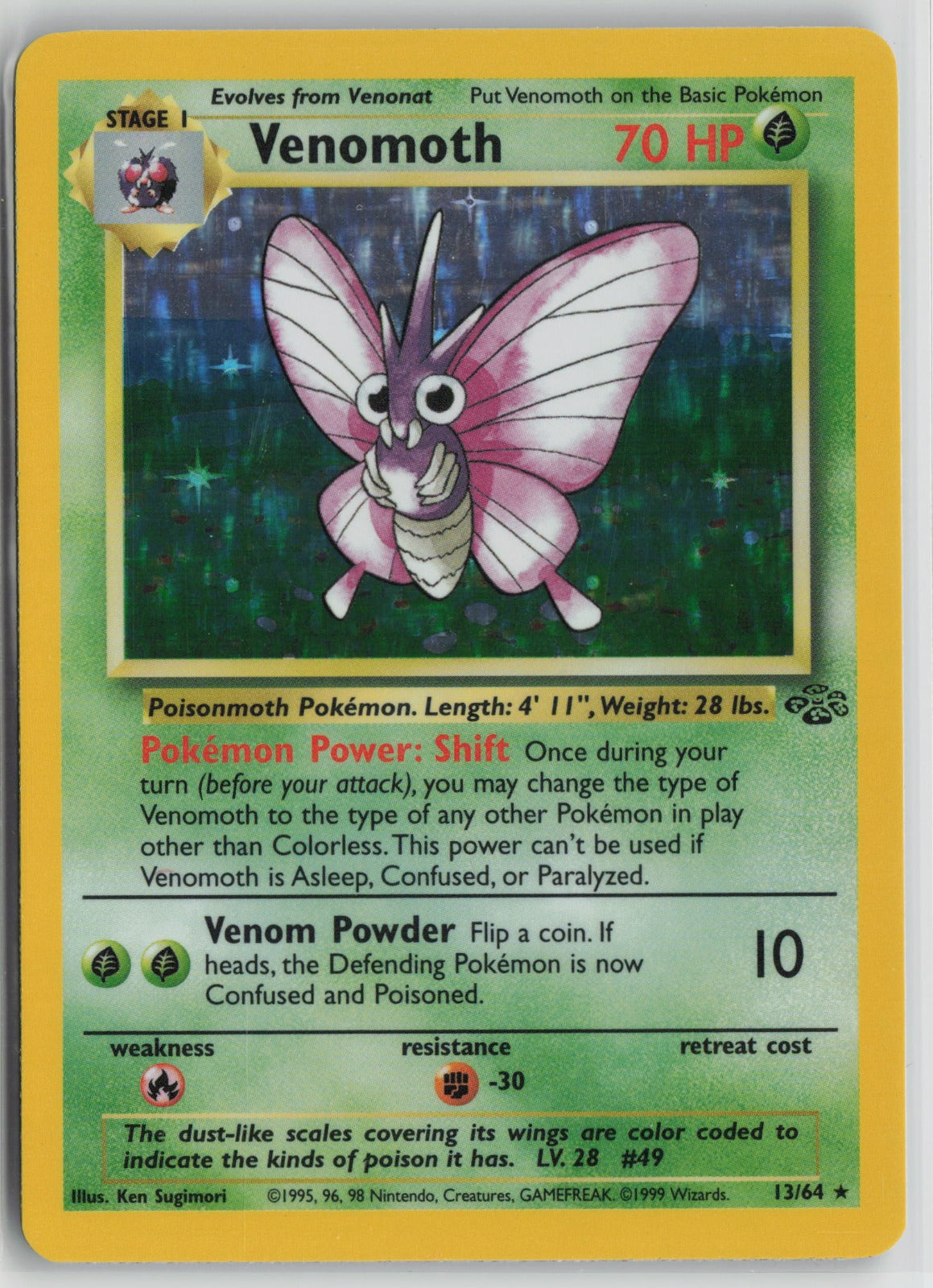 Venomoth (13) Holo Rare Unlimited JU 13/64 LP