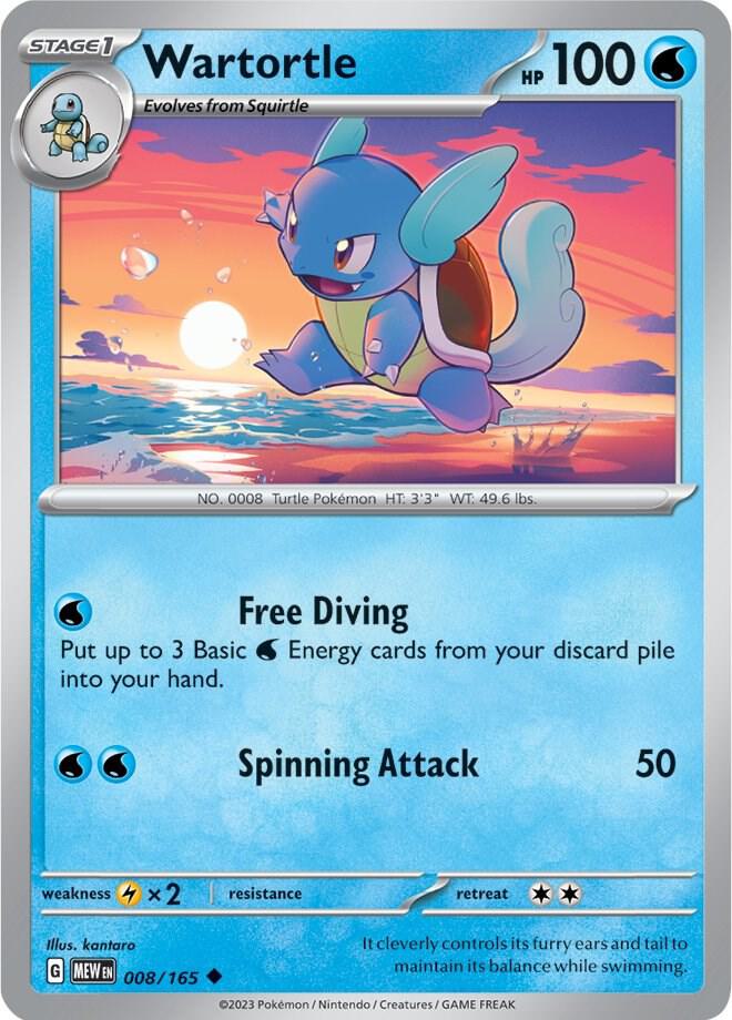Wartortle Uncommon Regular MEW 008/165 NM