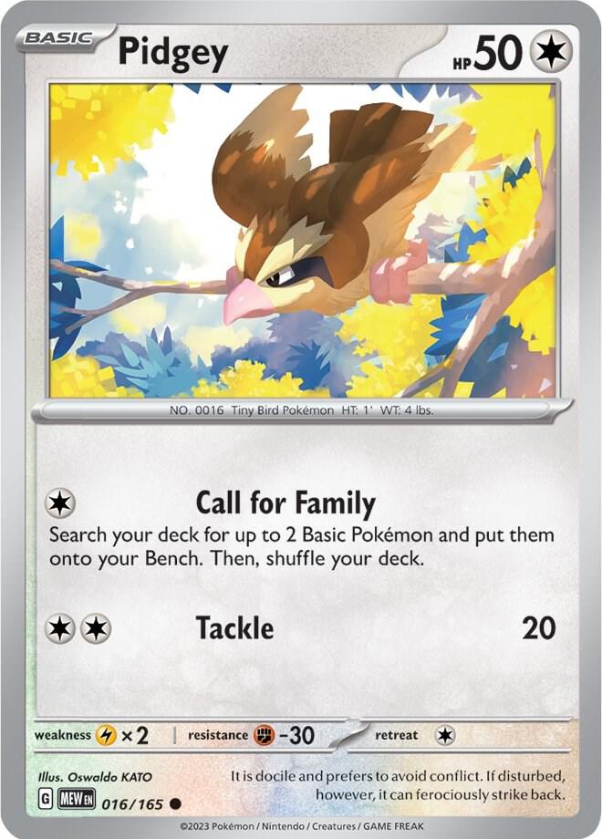 Pidgey Common Regular MEW 016/165 NM
