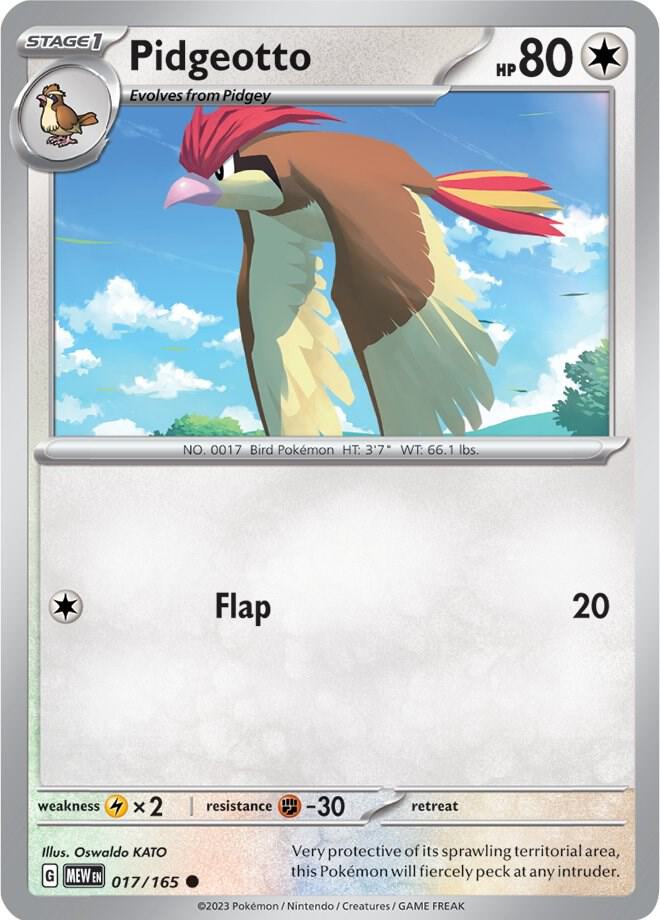 Pidgeotto Common Regular MEW 017/165 NM