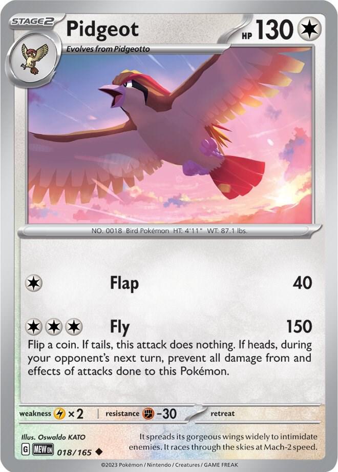 Pidgeot Uncommon Regular MEW 018/165 NM