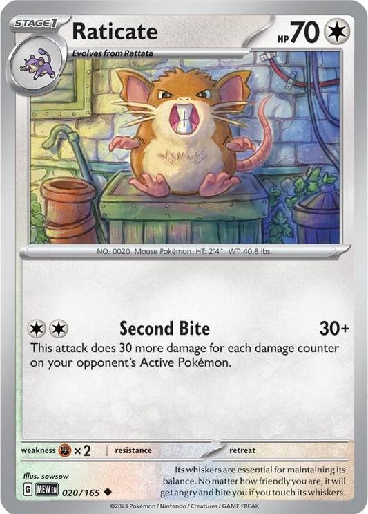 Raticate Uncommon Regular MEW 020/165 NM