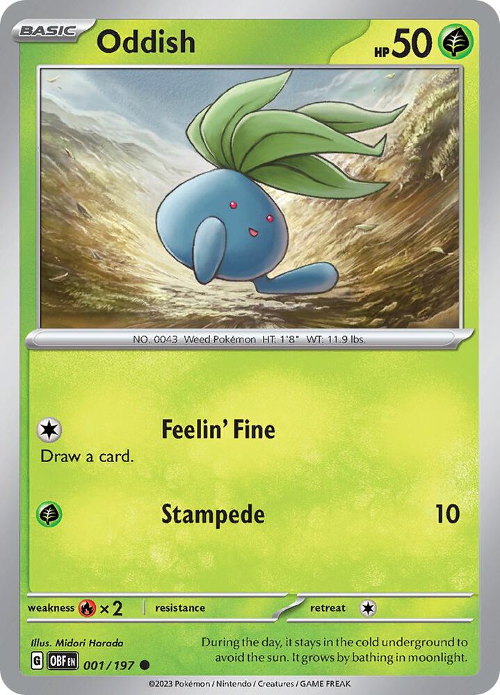 Oddish Common Reverse Holo OBF 001/197 NM