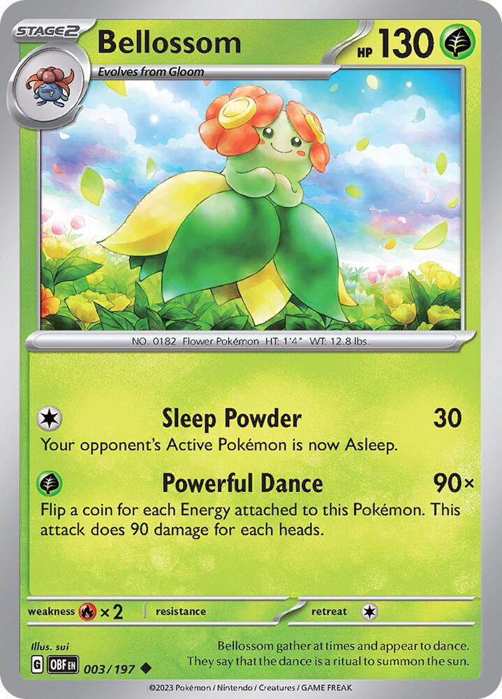 Bellossom Uncommon Regular OBF 003/197 NM