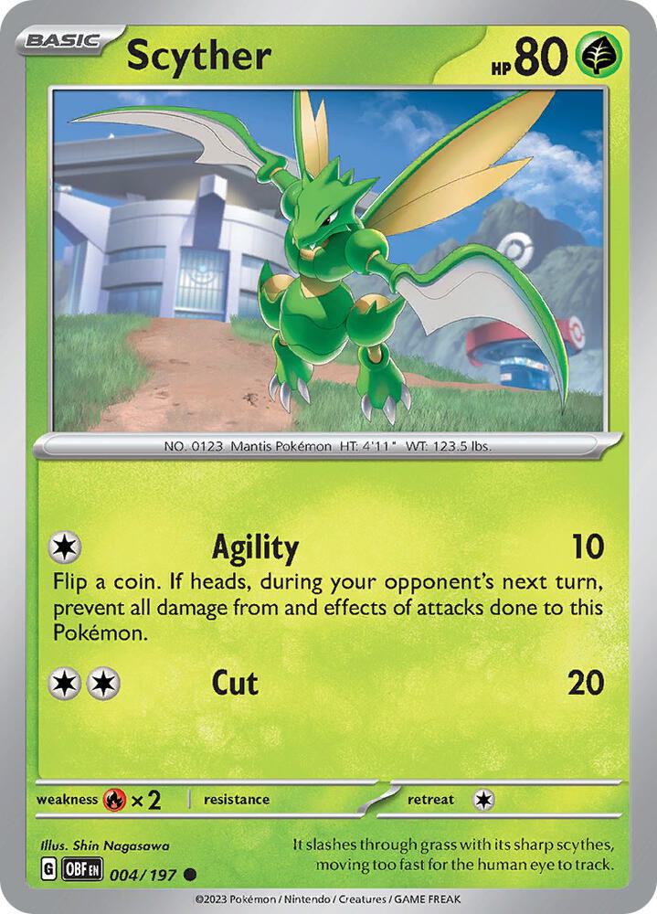 Scyther Common Regular OBF 004/197 NM