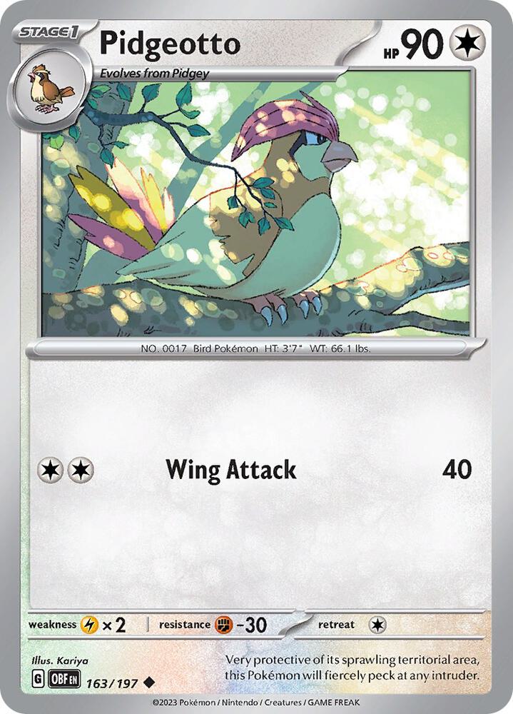 Pidgeotto Uncommon Regular OBF 163/197 NM