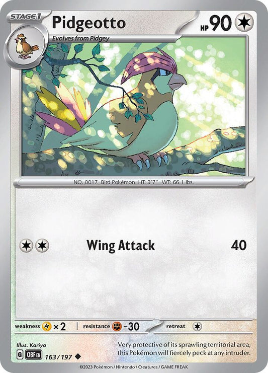 Pidgeotto Uncommon Regular OBF 163/197 NM