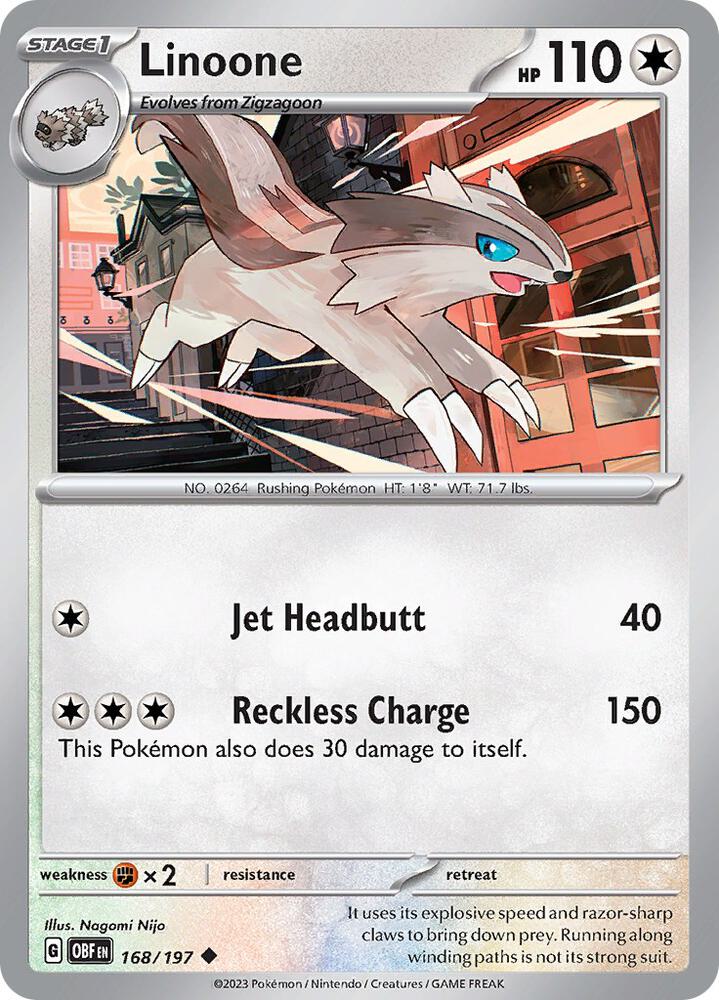 Linoone Uncommon Reverse Holo OBF 168/197 NM