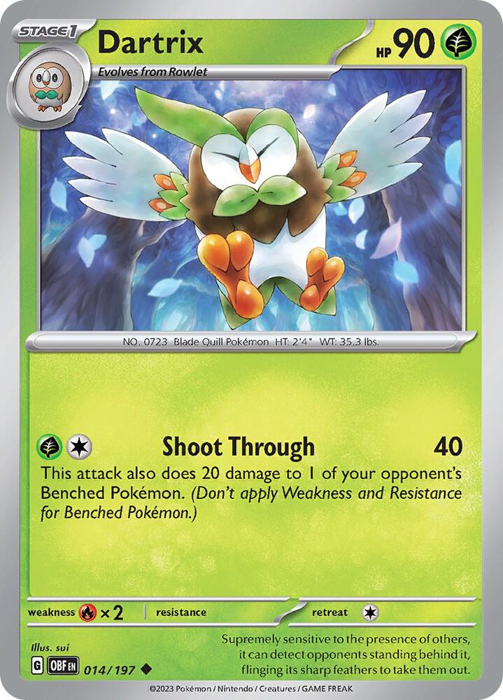 Dartrix Uncommon Reverse Holo OBF 014/197 NM
