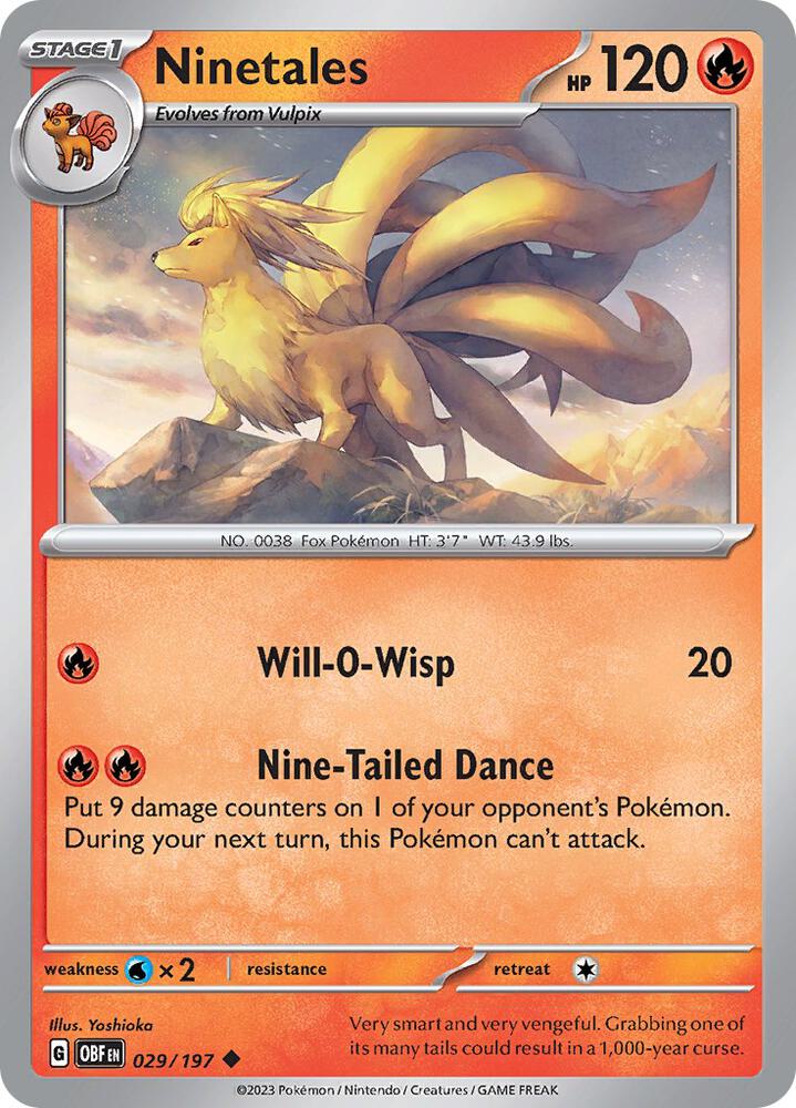 Ninetales Uncommon Regular OBF 029/197 NM