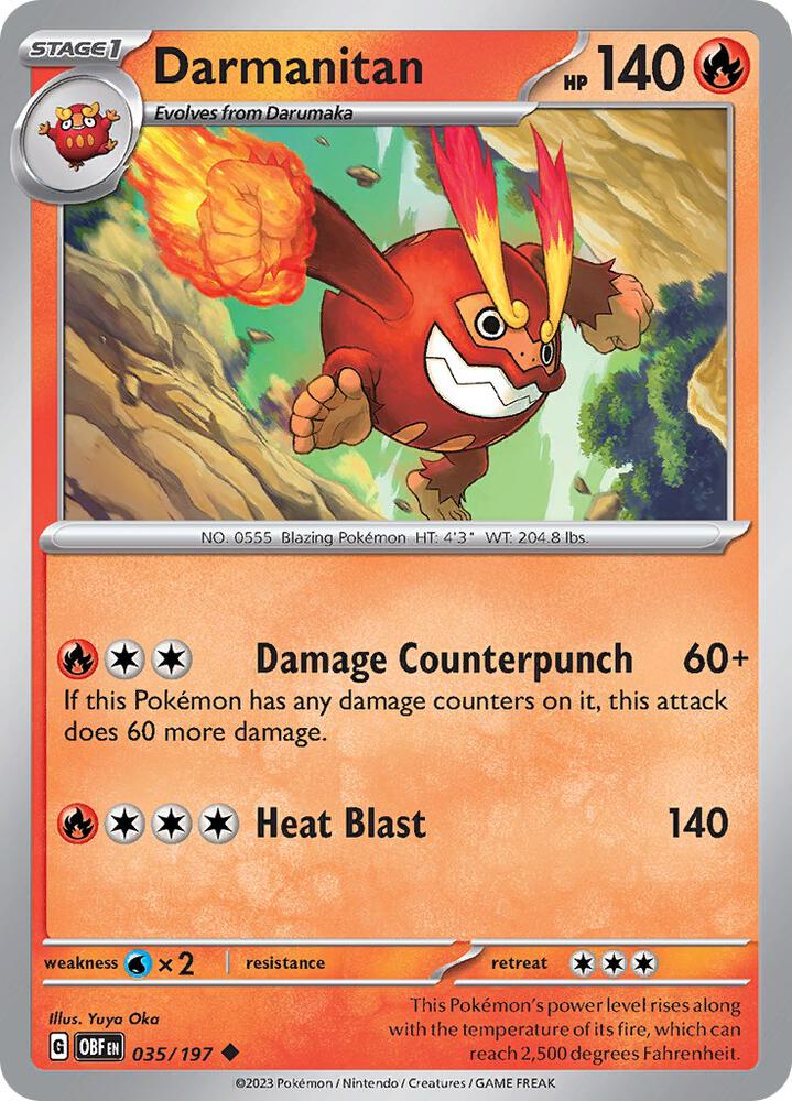 Darmanitan Uncommon Reverse Holo OBF 035/197 NM