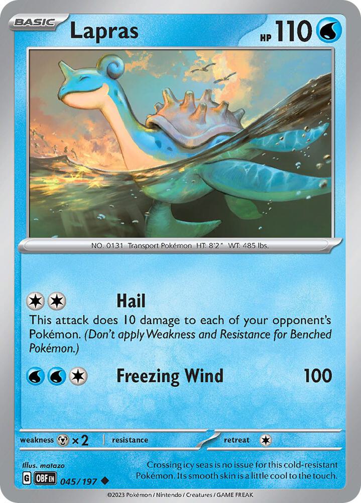 Lapras Uncommon Regular OBF 045/197 NM