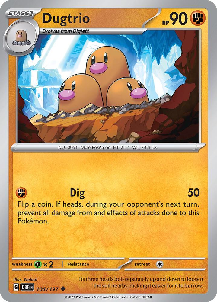 Dugtrio Uncommon Regular OBF 104/197 NM