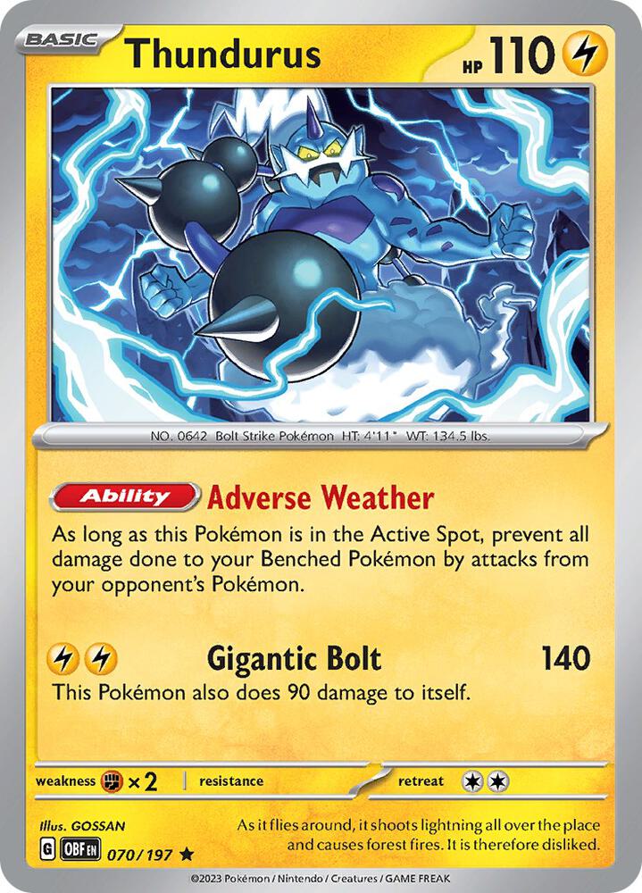 Thundurus Rare Holo OBF 070/197 NM