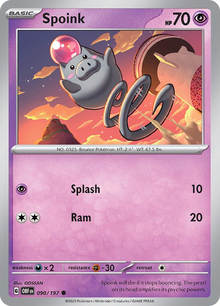 Spoink Common Regular OBF 090/197 NM