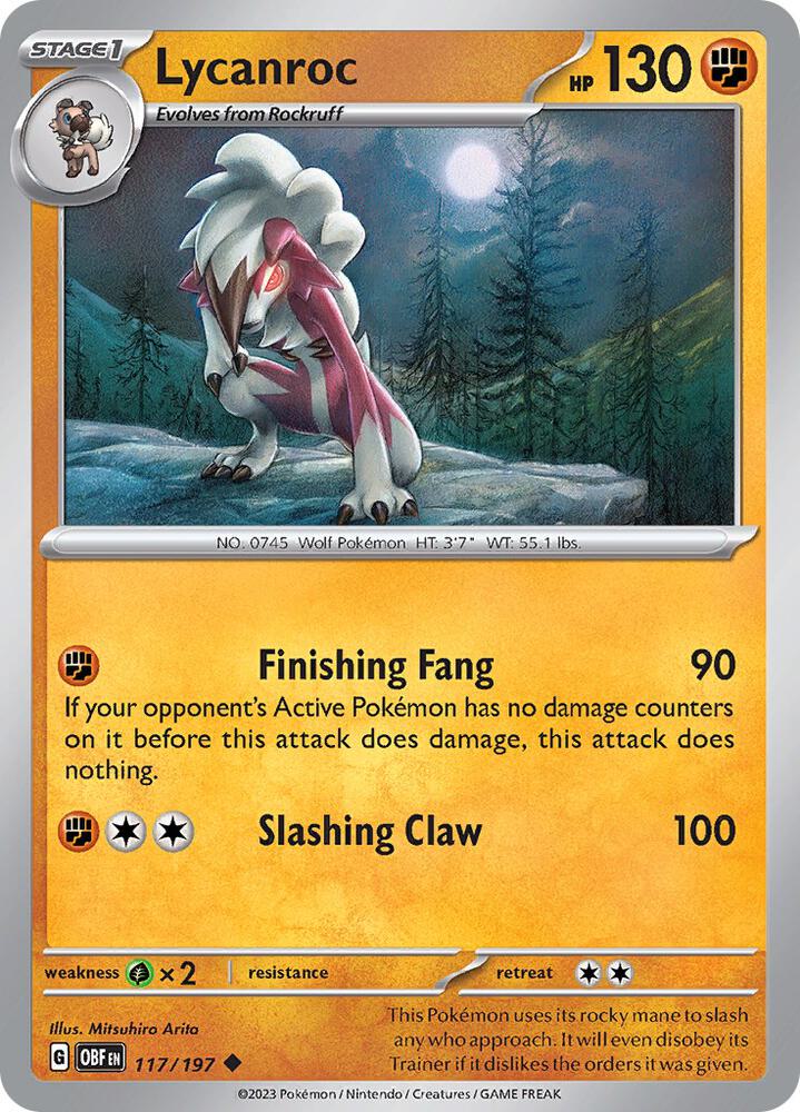 Lycanroc Uncommon Regular OBF 117/197 NM