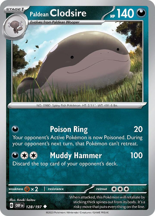 Paldean Clodsire Uncommon Regular OBF 128/197 NM