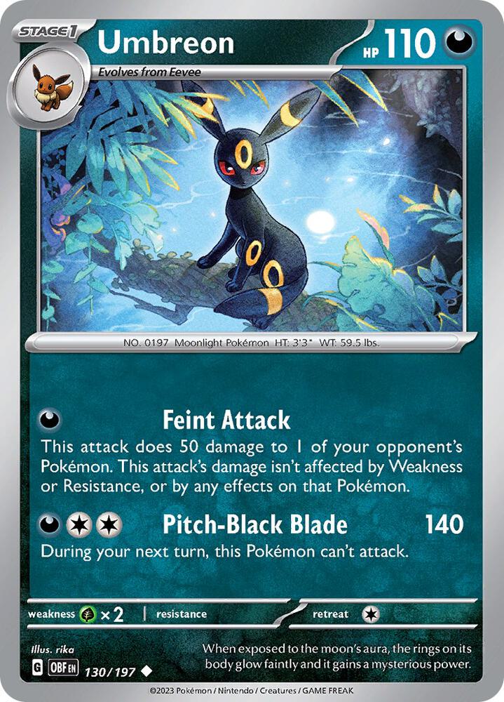 Umbreon Uncommon Regular OBF 130/197 NM
