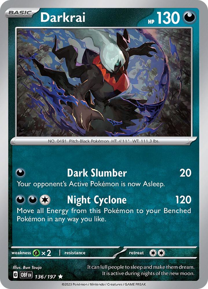 Darkrai Rare Holo OBF 136/197 NM