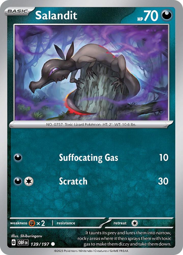 Salandit Common Reverse Holo OBF 139/197 NM