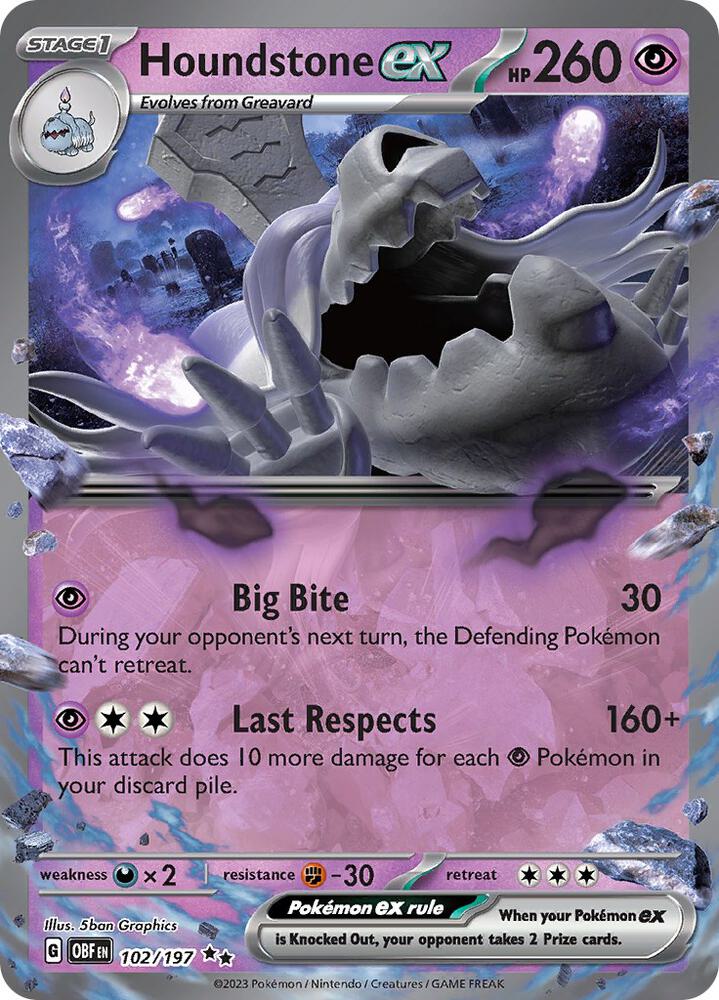 Houndstone ex Double Rare Holo OBF 102/197 NM