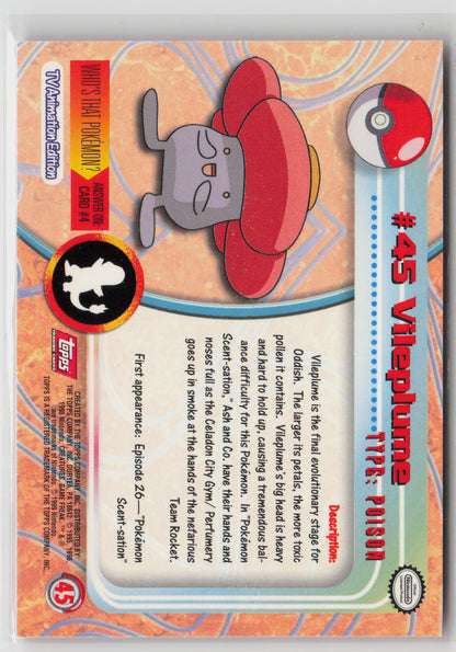 Vileplume #45 Topps TV Animation Series 1999 Non-Holo NM (Back)