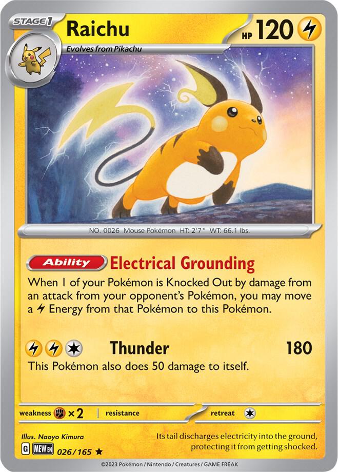 Raichu Rare Holo MEW 026/165 NM