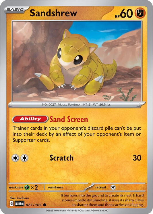Sandshrew Common Regular MEW 027/165 NM