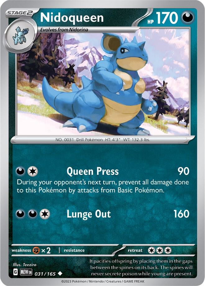 Nidoqueen Uncommon Reverse Holo MEW 031/165 NM