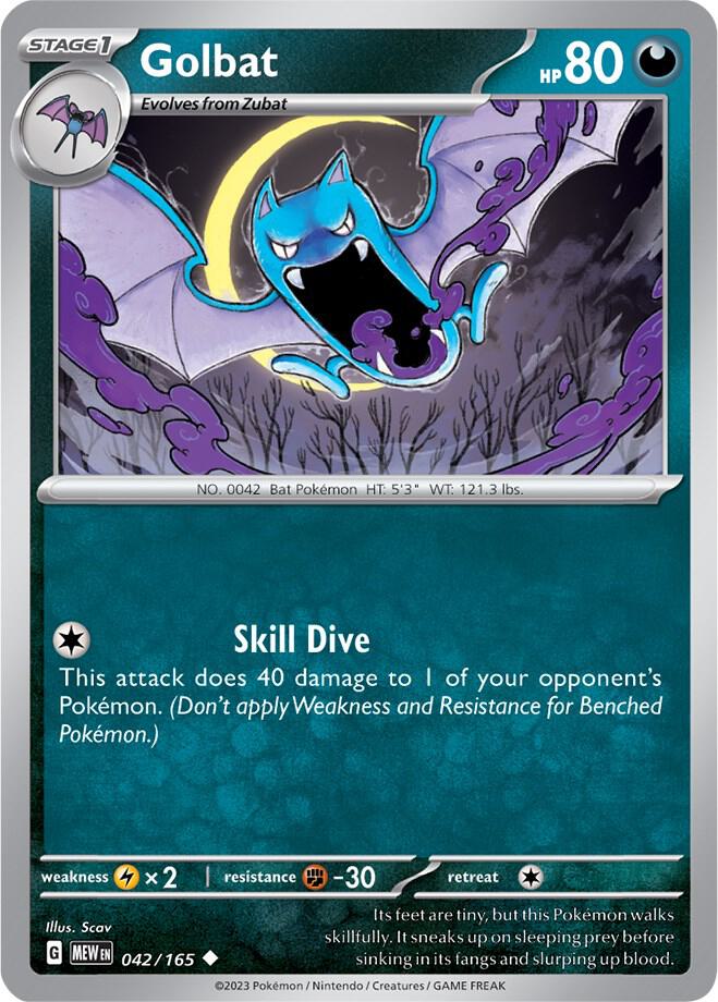 Golbat Uncommon Regular MEW 042/165 NM
