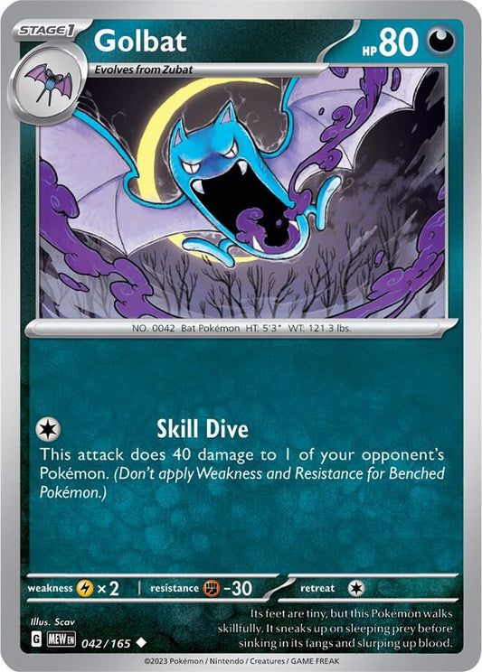 Golbat Uncommon Reverse Holo MEW 042/165 NM