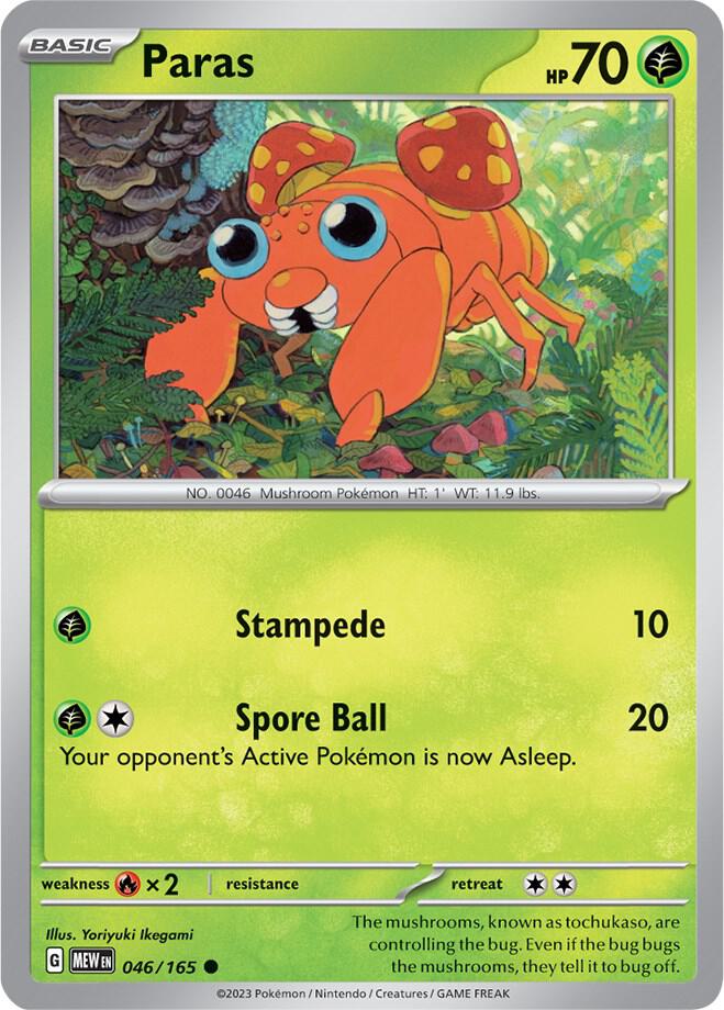 Paras Common Reverse Holo MEW 046/165 NM