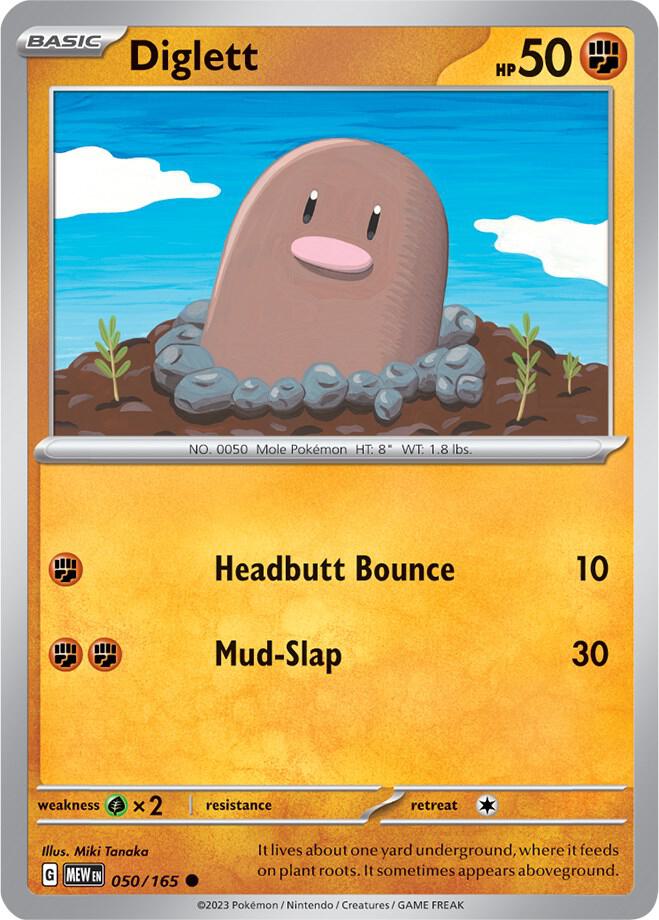 Diglett Common Regular MEW 050/165 NM