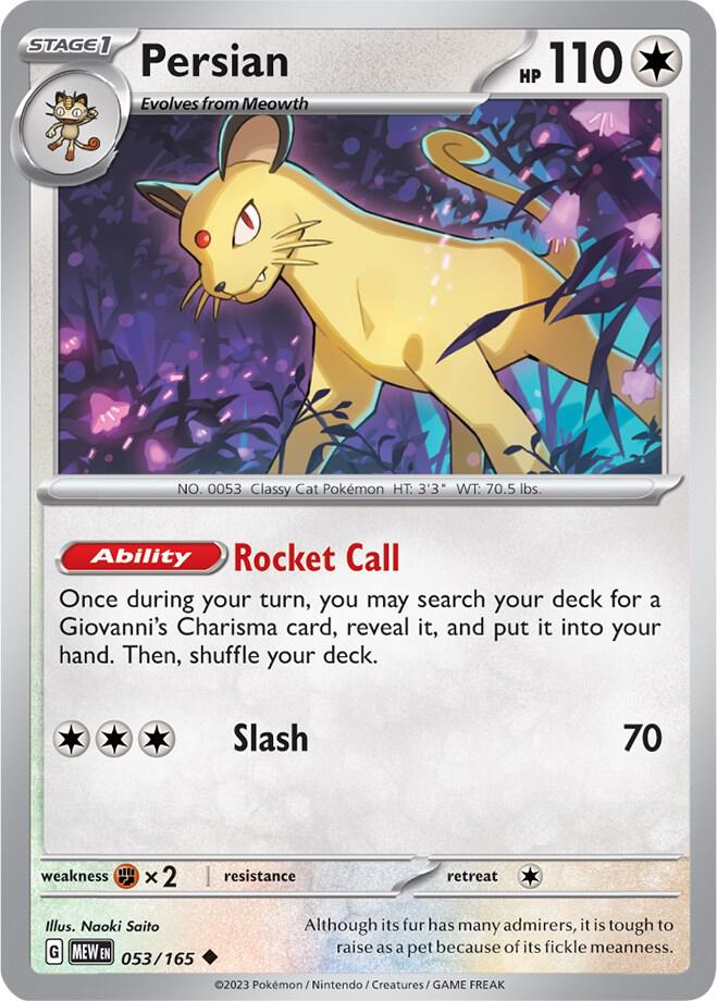 Persian Uncommon Reverse Holo MEW 053/165 NM