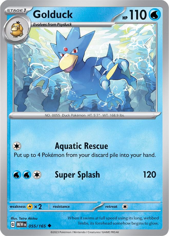 Golduck Uncommon Reverse Holo MEW 055/165 NM
