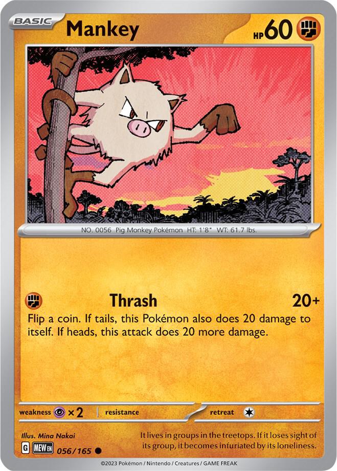 Mankey Common Reverse Holo MEW 056/165 NM